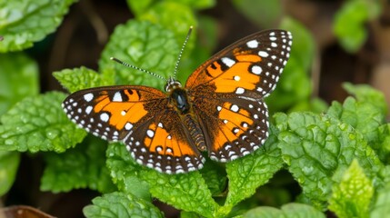 Obraz premium butterfly on top of green plants. butterfly