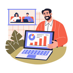 A flat character illustration of a business consultant 