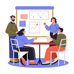 Team working illustration in flat style 
