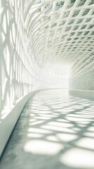Modern Architectural Interior with Intricate White Patterns and Shadows
