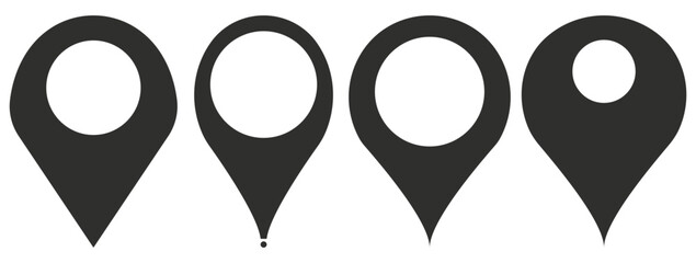 Black Location Pin Icon Variations Vector Designs