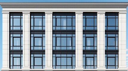 Fototapeta premium Elegant Modern Architectural Design with Symmetrical Window Layout