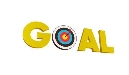 3D render arrow dart hitting the goal target for show the successful goal on white background and transparent background. 