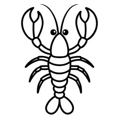 Cute Silhouette of a Lobster line art vector cartoon illustration