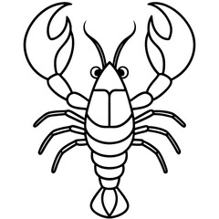 Cute Silhouette of a Lobster line art vector cartoon illustration