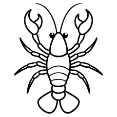 Cute Silhouette of a Lobster line art vector cartoon illustration