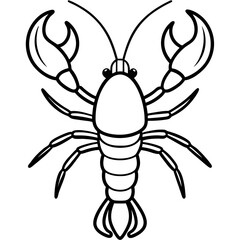 Cute Silhouette of a Lobster line art vector cartoon illustration