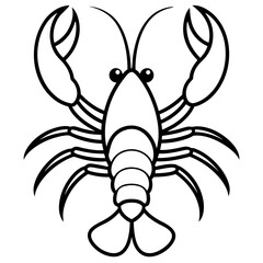 Cute Silhouette of a Lobster line art vector cartoon illustration