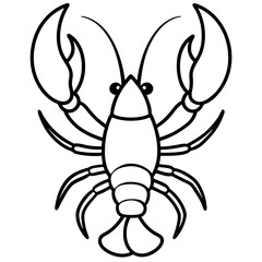 Cute Silhouette of a Lobster line art vector cartoon illustration