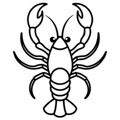 Cute Silhouette of a Lobster line art vector cartoon illustration