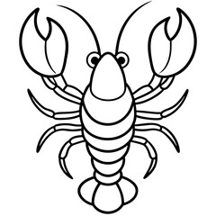 Cute Silhouette of a Lobster line art vector cartoon illustration