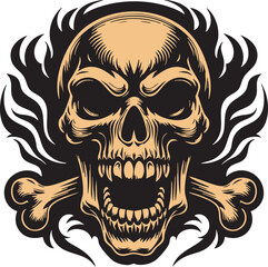 Fierce Skeletal Illustration with Angry Details
