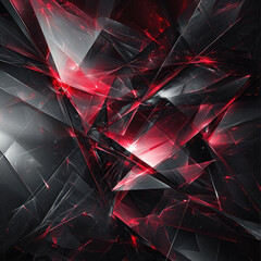 Abstract red and black geometric background with shards of glass or crystal.