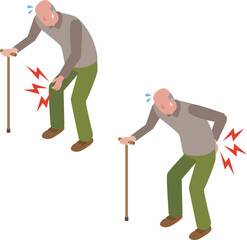 ひざ腰が痛い高齢男性