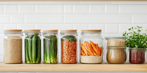 Health-Conscious Meal Prep Station Featuring Sustainable Ingredients for Nutritious and Eco-Friendly Cooking