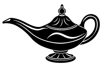 Aladdin lamp silhouette vector, aladdin lamp sign icon. 