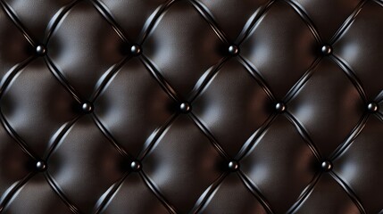 Fototapeta premium Elegant Black Leather Upholstery with Diamond Tufting and Buttons