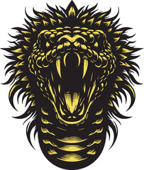 Fierce Snake Illustration with Sharp Fangs
