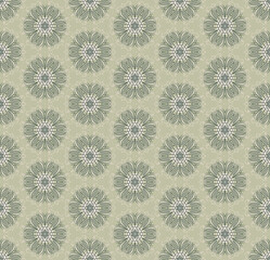 green, flower, geometric, abstract, seamless pattern. design for background, wallpaper, carpet, cloth, batik, textile, embroidery, sarong, interior decoration, floor, curtain, fabric print, ceramic