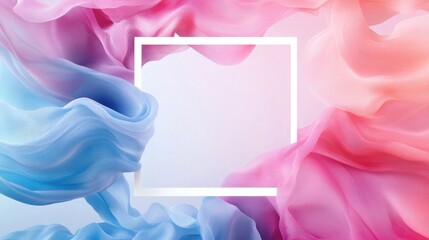 Flowing pastel shades with a white frame in the center, perfect for creating custom invitations, greeting cards, and banners with text space for events and celebrations.