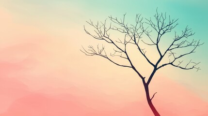 Obraz premium Abstract Tree Silhouette Against Soft Pastel Colored Background