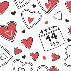 Heart Calendar Valentine’s Pattern seamless