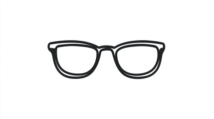 Fototapeta premium Cartoon illustration of glasses on a face with a simple and elegant black and white style.
