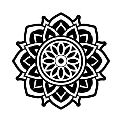 A solid style icon of a floral tattoo sign