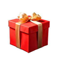 Obraz premium Elegant Red Gift Box with a Golden Bow for Celebratory Events