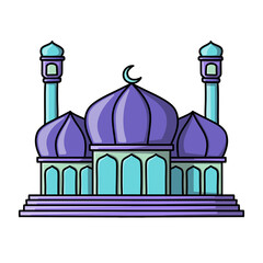Grand Mosque with minaret and dome with crescent moon on top