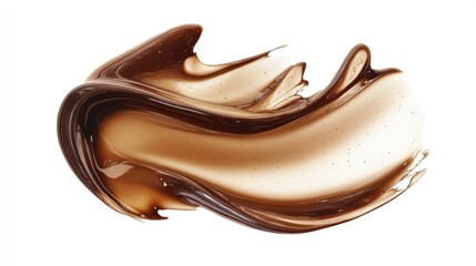 Smooth, abstract light mocha brown cosmetic gel serum texture, creating a luxurious, jelly-like substance with a transparent, artistic feel.