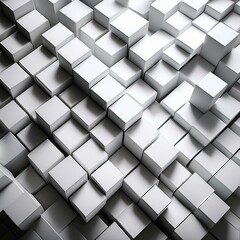 Fototapeta premium shifted white cube boxes block background wallpaper banner with copy space