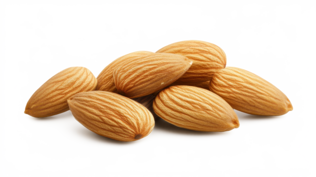 A pile of almonds on a white background on transparent background