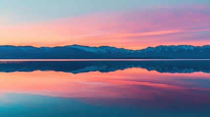 Fototapeta premium Serene Sunset Over Tranquil Lake with Colorful Reflection