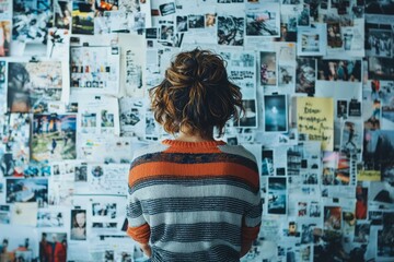 A person is adding motivational quotes to their vision board, reflecting on personal growth