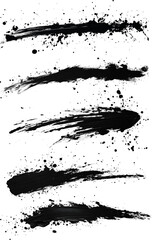 set of black ink splatter isolated on white background