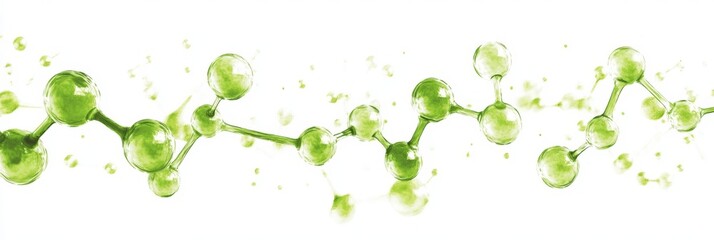 Luminous Green Molecules - Hydrogen Fuel and Carbon Emissions Symbol, Space Concept