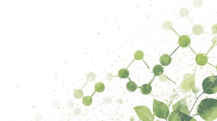 Modern Green Molecular Structures for Sustainable Technology on White Background with Copy Space