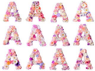 Floral Letter 'A' with Vibrant Spring Flowers