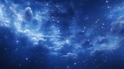 Naklejka premium Starry Night Sky with Clouds