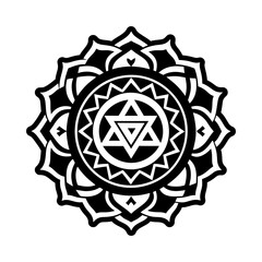 A solid style icon of wisdom mandala symbol