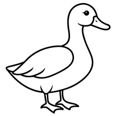Cute Silhouette of a duck line art vector cartoon illustration