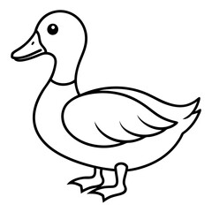 Cute Silhouette of a duck line art vector cartoon illustration