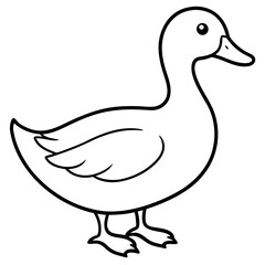 Cute Silhouette of a duck line art vector cartoon illustration