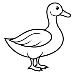 Cute Silhouette of a duck line art vector cartoon illustration