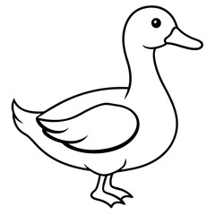 Cute Silhouette of a duck line art vector cartoon illustration