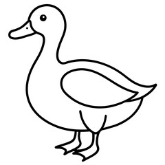 Cute Silhouette of a duck line art vector cartoon illustration