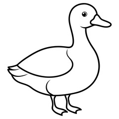 Cute Silhouette of a duck line art vector cartoon illustration