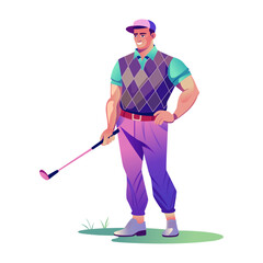 Flat character illustration of a golf expert 

