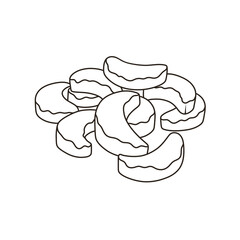 Crescent-shaped putri salju cake coated with powdered sugar